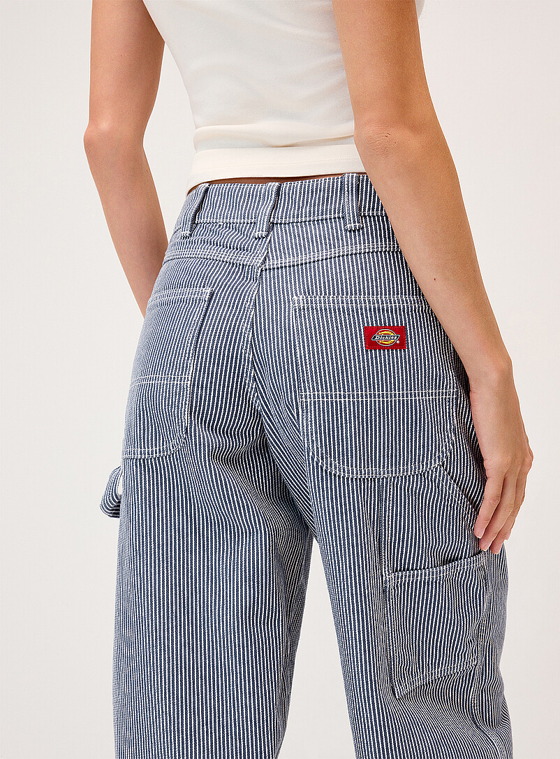 Dickies Slate Blue Loose striped carpenter pant for women