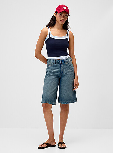 Dickies Baby Blue Mid-rise carpenter jort for women