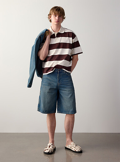 Vintage-blue work jort <b>Loose fit</b>