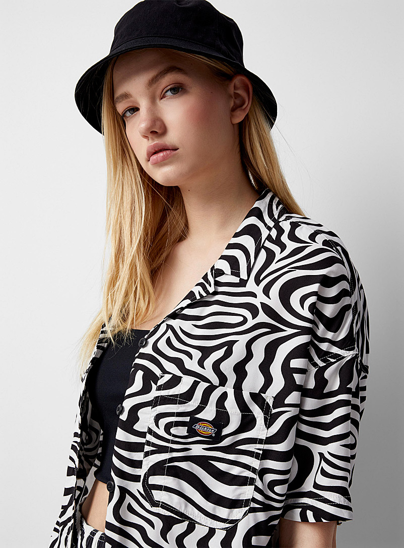 Dickies Patterned Black Zebra print shirt for women