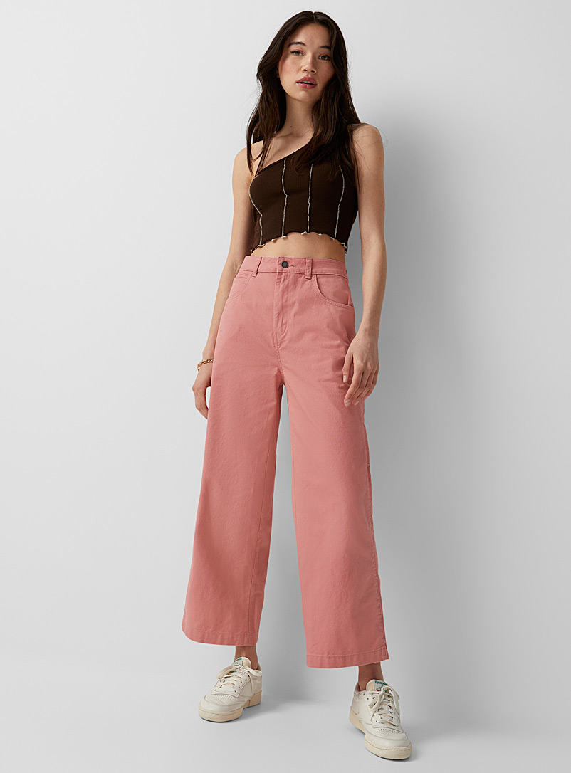 Pink cropped straight-leg carpenter 