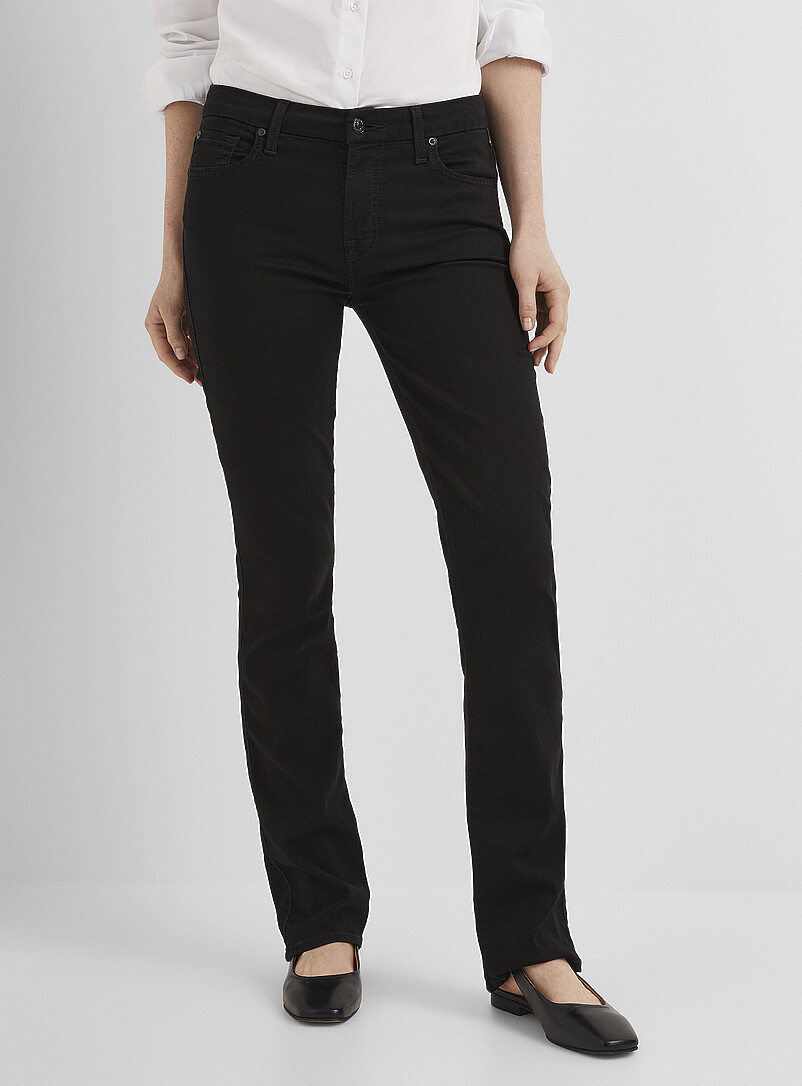 7 For All Mankind: Le jean Kimmie noir <b>Coupe : jambe droite, taille r&eacute;guli&egrave;re</b> Noir pour femme