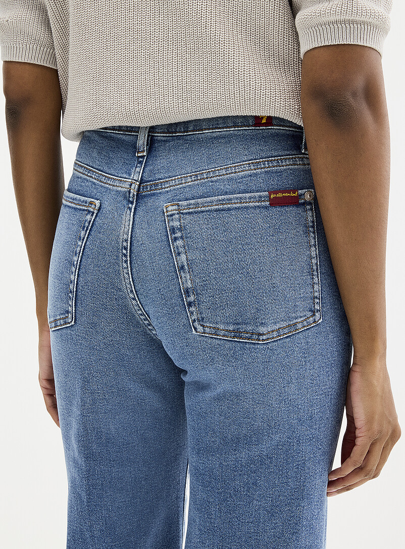 7 For All Mankind: Le jean d&eacute;lav&eacute; Modern Dojo <b>Coupe : jambe &eacute;vas&eacute;e, taille haute</b> Bleu pour femme