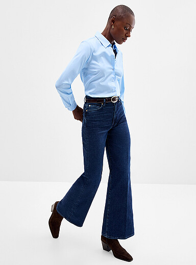 Jo dark-indigo jean <b>Fit: Wide leg, super high rise</b>