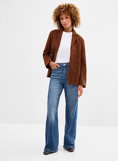7 For All Mankind Blue Lotta Tailorless jean <b>Fit: Wide leg, mid rise</b> for women