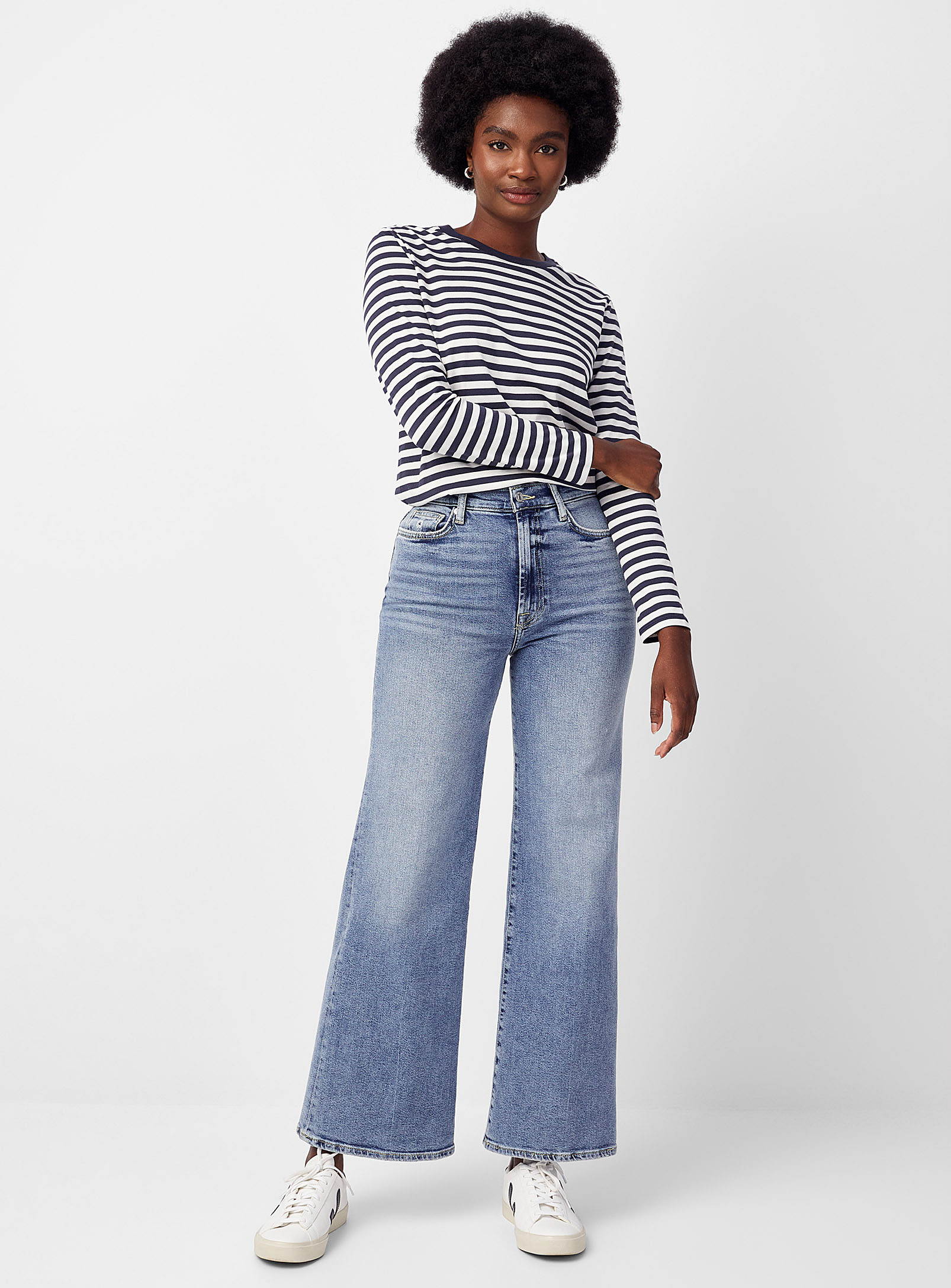 Shop 7 For All Mankind Jo High-rise Wide-leg Jean In Blue