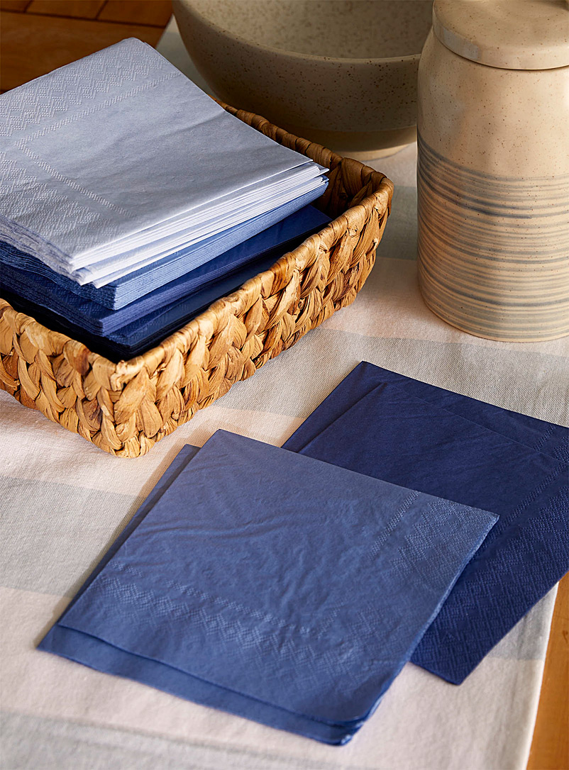Simons Maison: Les serviettes en papier bleutées 16,5 x 16,5 cm. Paquet de 75. Marine