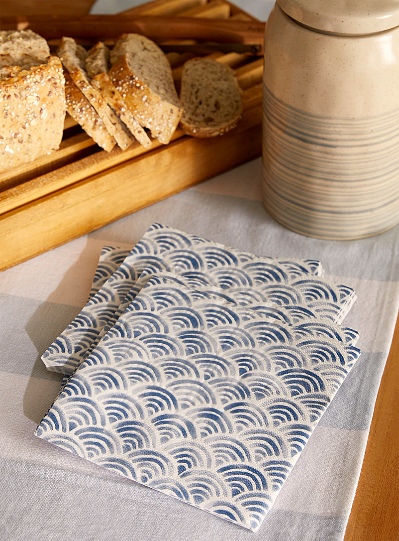 Simons Maison Assorted Abstract waves paper napkins 16.5 x 16.5 cm. Pack of 25.