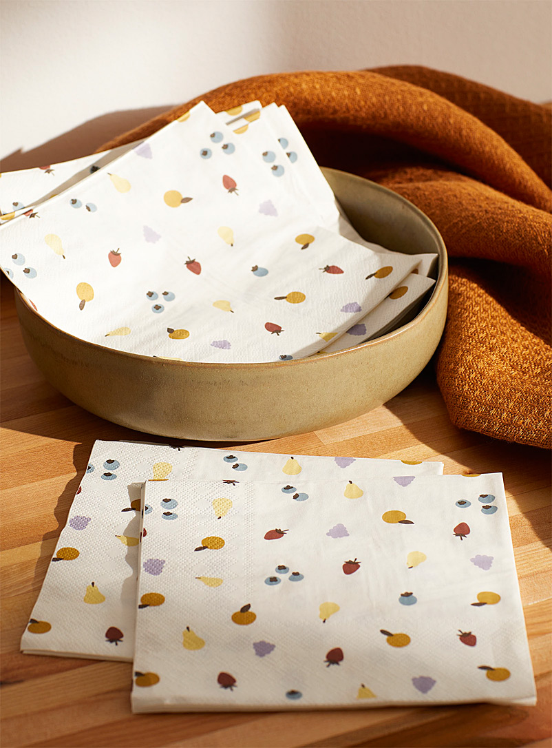 Simons Maison Assorted Little fruit paper napkins 33 x 33 cm. Pack of 25.