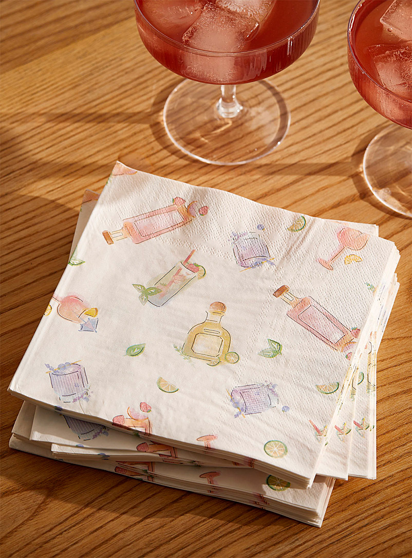 Simons Maison: Les serviettes en papier cocktails colorés 16,5 x 16,5 cm. Paquet de 30. Assorti