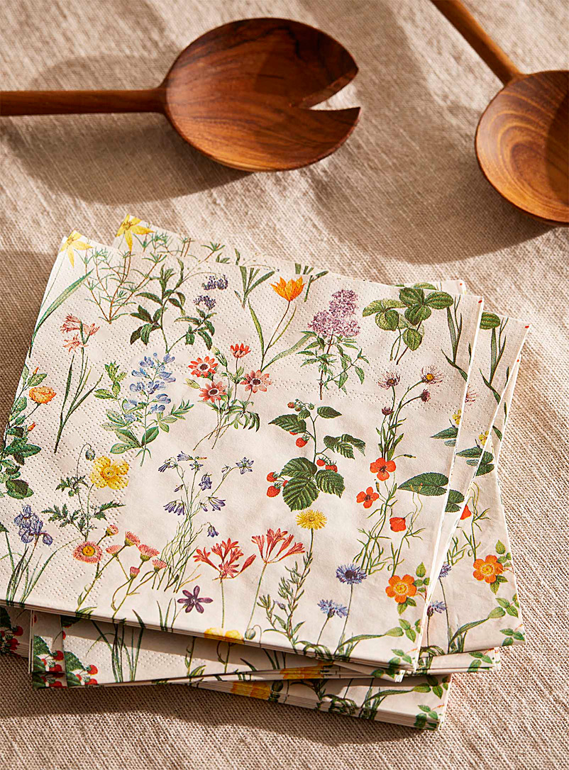 Simons Maison Assorted Flower garden paper napkins 16.5 x 16.5 cm. Pack of 25.