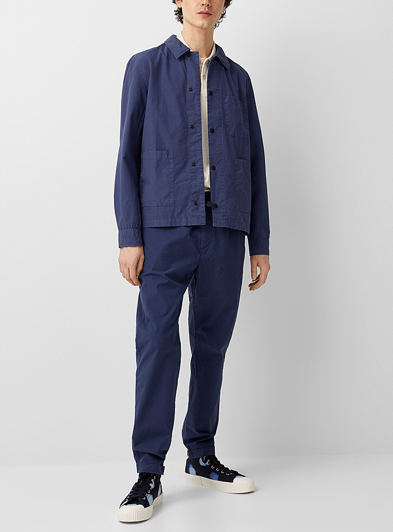 PS Paul Smith Marine Blue Navy blue cotton cuffed pant for men
