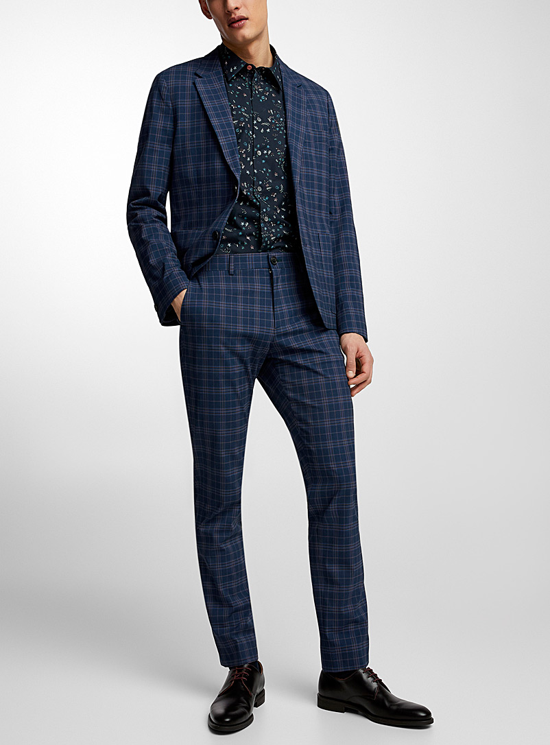 PS Paul Smith Navy/Midnight Blue Checkered pant for men