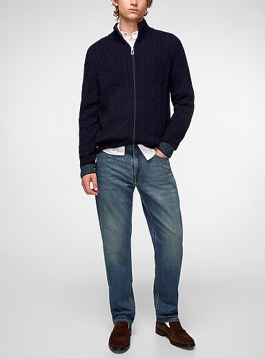 PS Paul Smith Blue Embroidered pocket stretch tapered jean for men