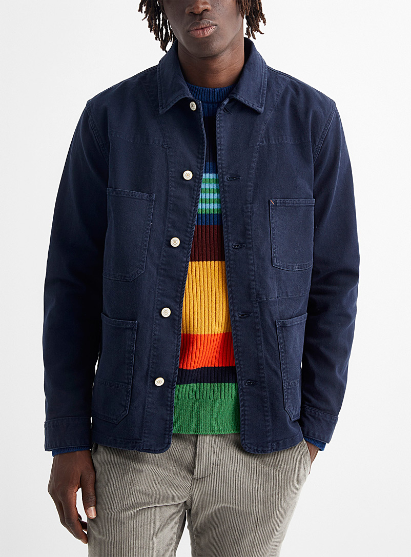 Multi-pocket cobalt denim jacket | PS 