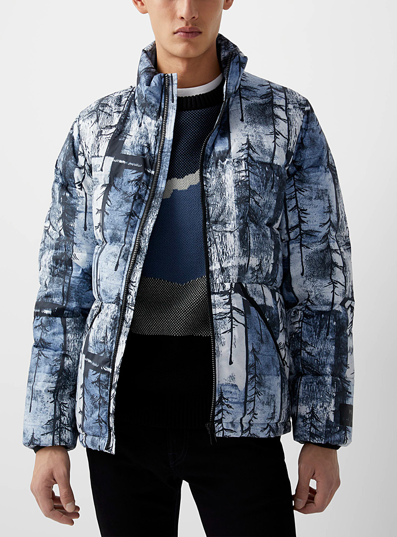 PS Paul Smith Blue Forest print puffer jacket for men