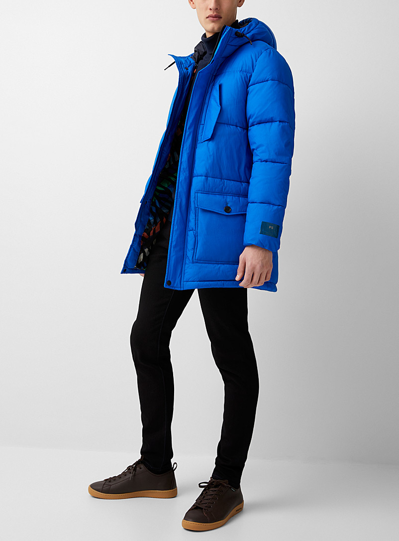 PS Paul Smith Marine Blue Cerulean blue quilted parka for men