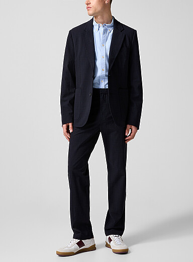 PS Paul Smith Navy/Midnight Blue Seersucker check pant for men