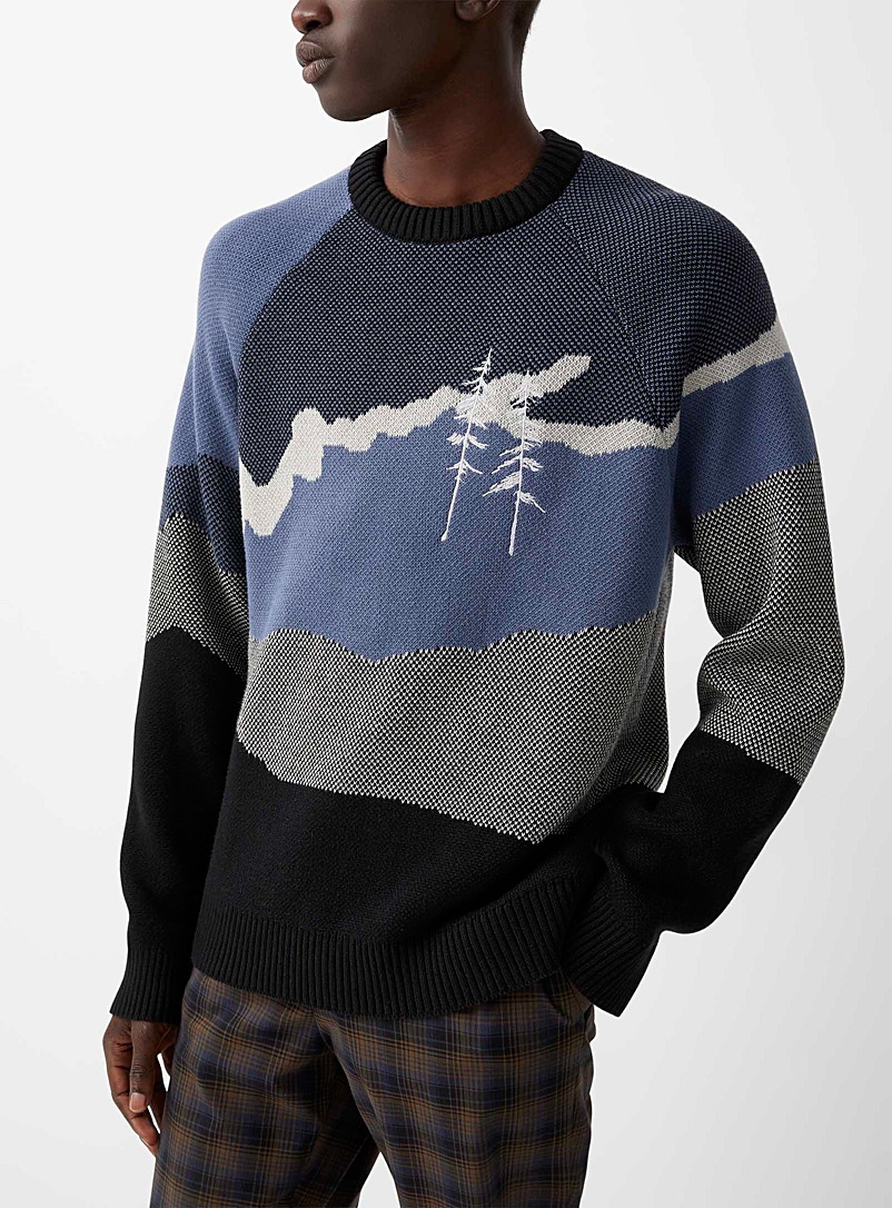 PS Paul Smith Marine Blue Nordic desert sweater for men