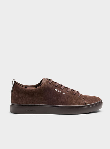 PS Paul Smith Brown Lee chocolate brown pebble leather sneakers Men for men