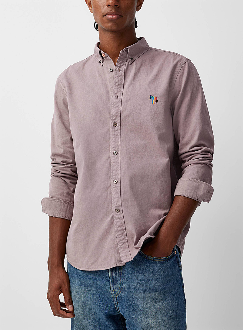 PS Paul Smith Mauve Embroidered zebra twill shirt for men