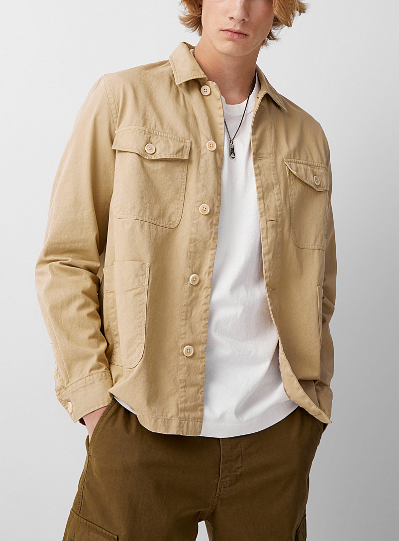 PS Paul Smith Brown Utilitarian sand-coloured overshirt for men