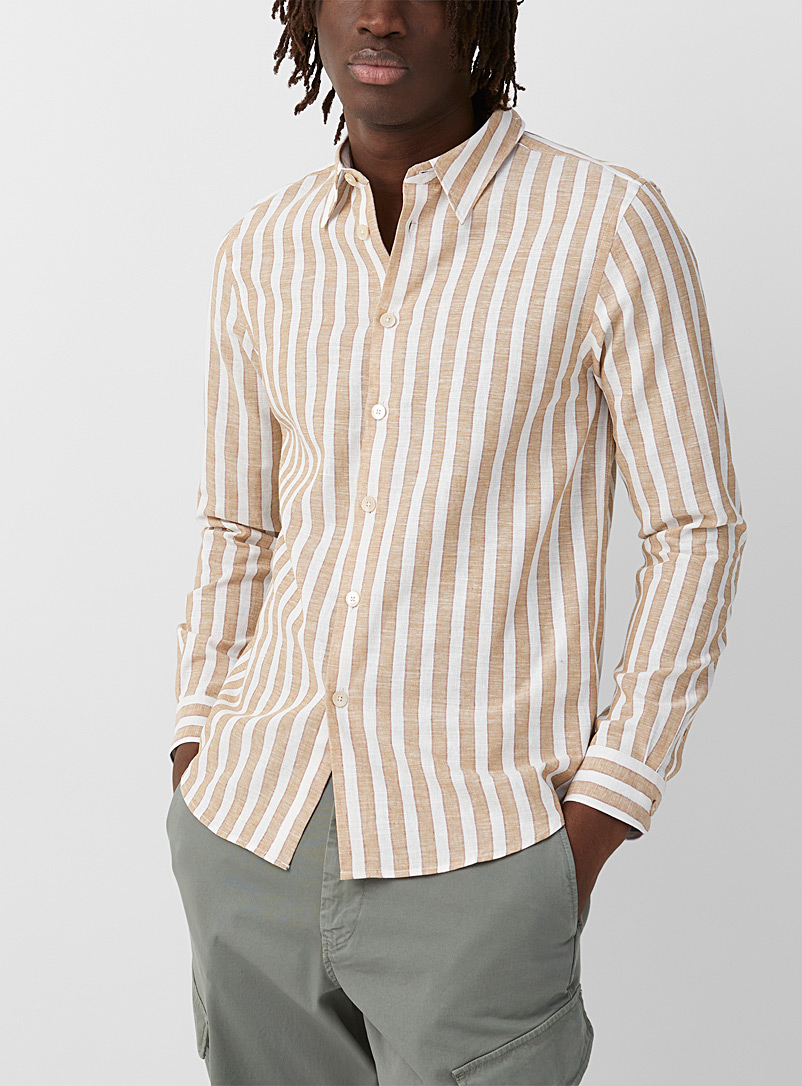 PS Paul Smith: La chemise coton rayures duo Beige crème pour homme