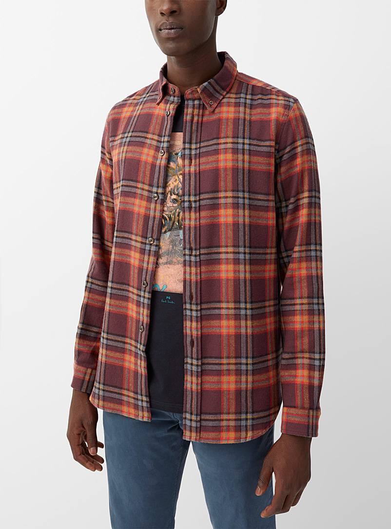 PS Paul Smith Patterned Red Fall checkers flannel shirt for men