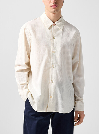 PS Paul Smith Off White Textured cream-coloured jacquard shirt for men