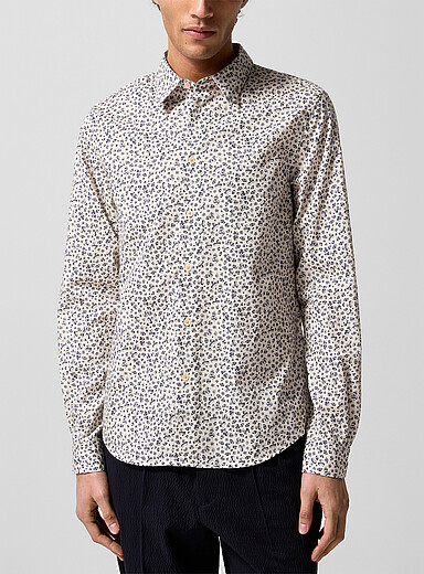 PS Paul Smith: La chemise popeline fleurs au vent Blanc &agrave; motifs pour homme
