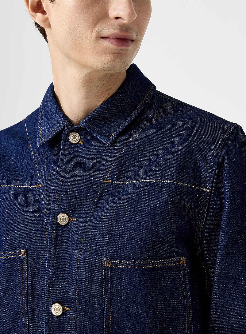 PS Paul Smith Blue Raw denim workwear jacket for men