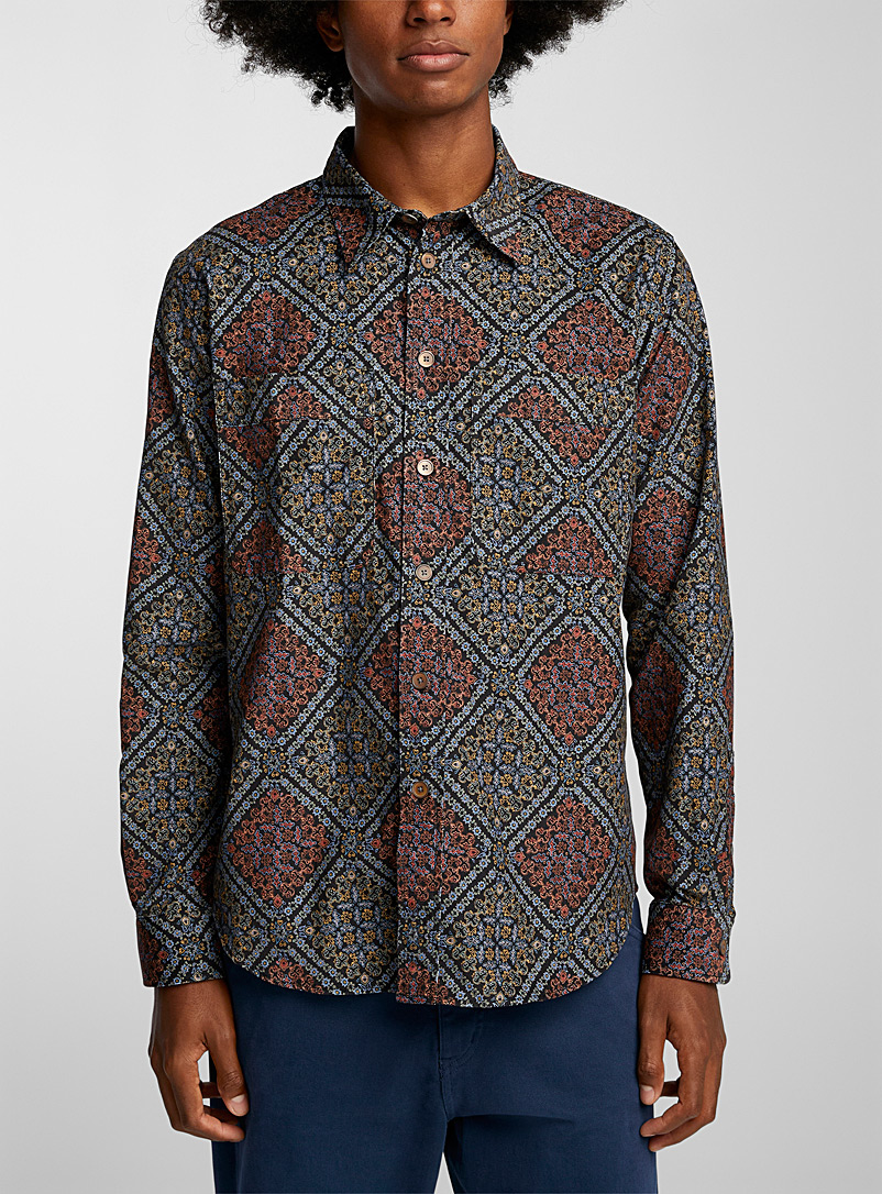 PS Paul Smith Patterned Black Corduroy mosaic shirt for men