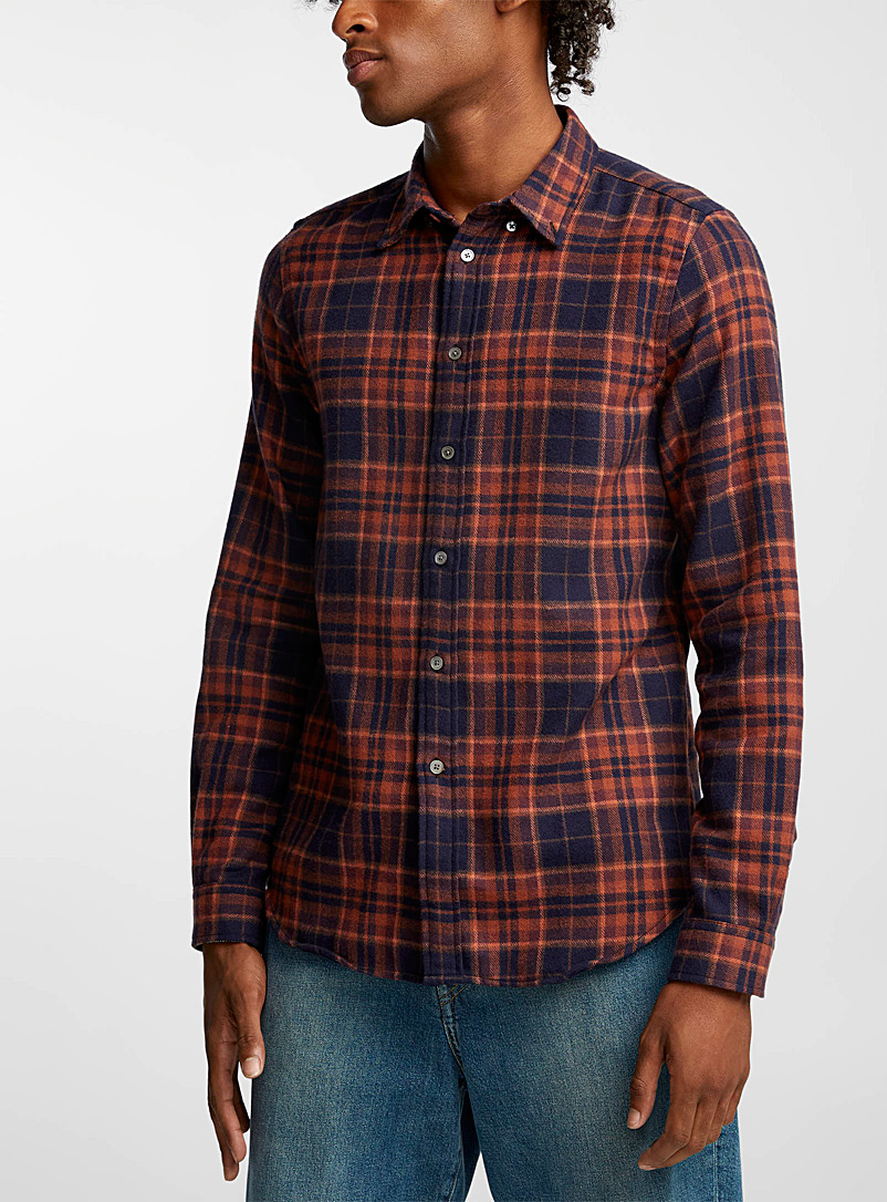 PS Paul Smith Marine Blue Fall checkers flannel shirt for men