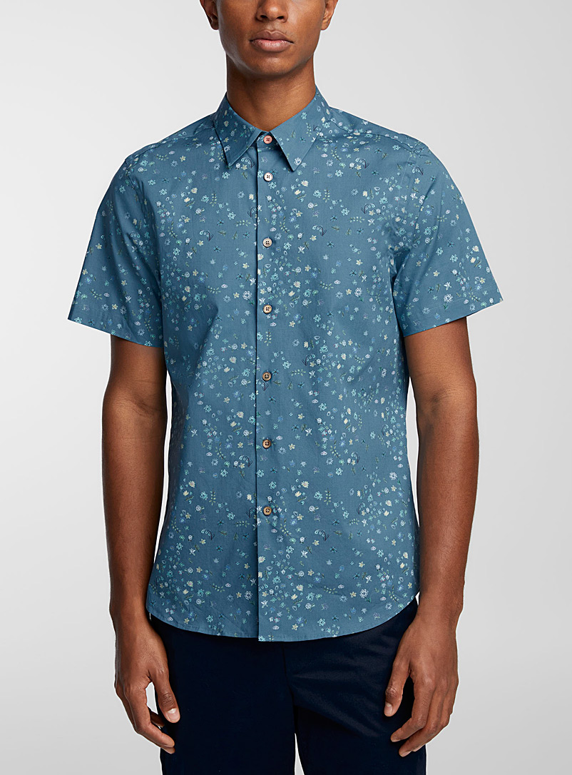 PS Paul Smith Baby Blue Delicate flowers short-sleeve shirt for men