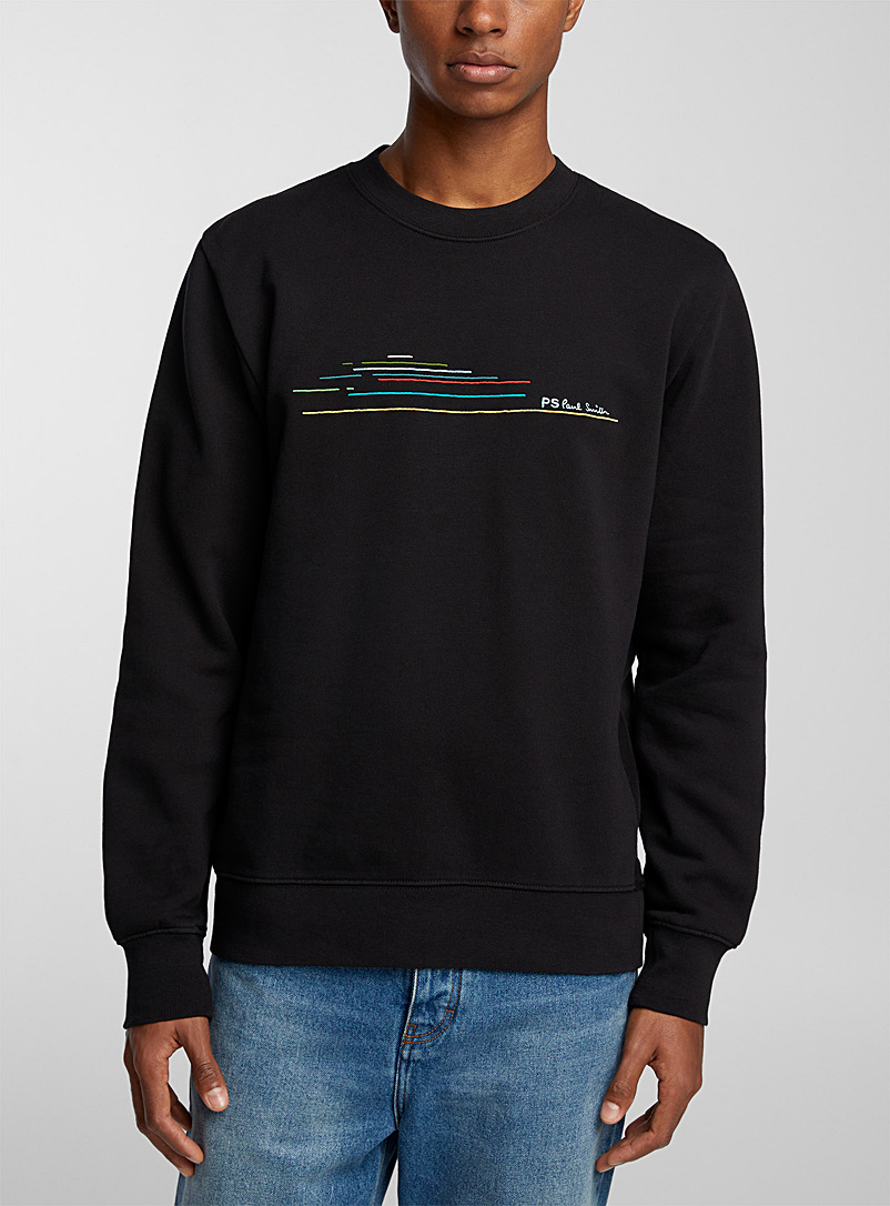 PS Paul Smith Black Colourful embroidery signature sweatshirt for men
