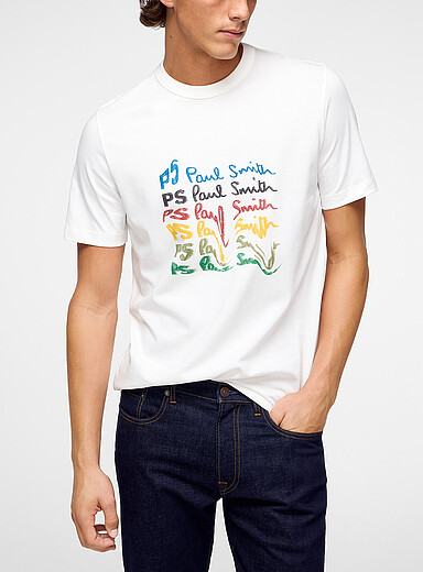 PS Paul Smith: Le t-shirt signature bavure Blanc pour homme