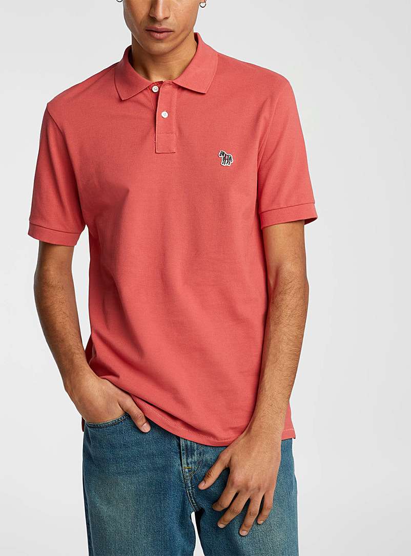 PS Paul Smith Coral Zebra patch colourful polo for men