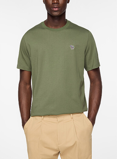 PS Paul Smith: Le t-shirt logo z&egrave;bre Vert fonc&eacute; - Mousse pour homme