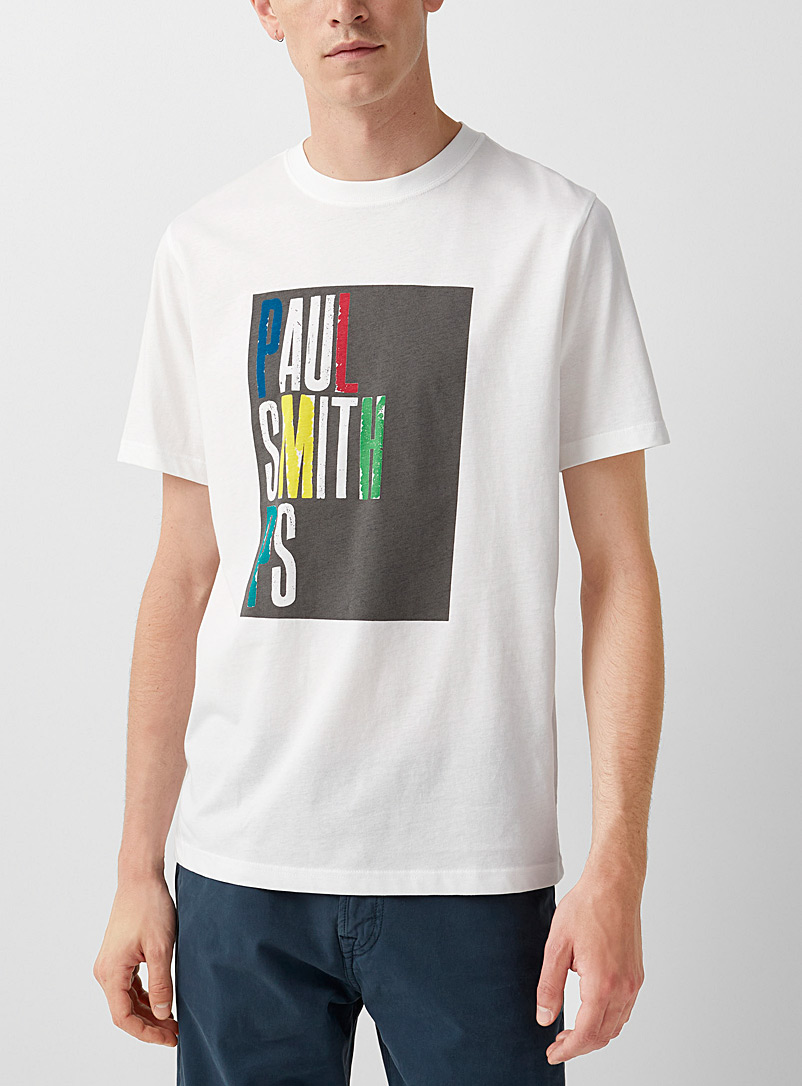 PS Paul Smith White Signature printed T-shirt for men