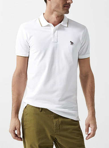 PS Paul Smith White Accent edging piqu&eacute; polo shirt for men