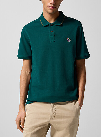PS Paul Smith Mint/Pistachio Green Accent edging piqu&eacute; polo shirt for men