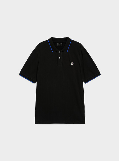 PS Paul Smith Black Colourful zebra piqu&eacute; polo shirt for men