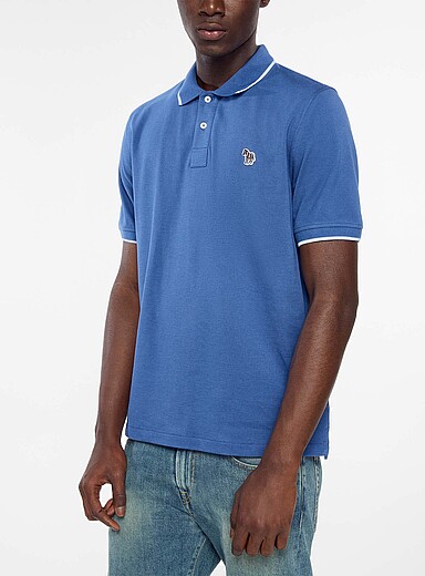 PS Paul Smith Blue Colourful zebra piqu&eacute; polo shirt for men