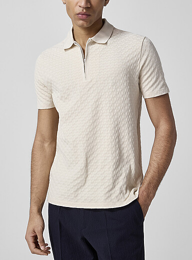 Le polo col zipp&eacute; tricot chevrons