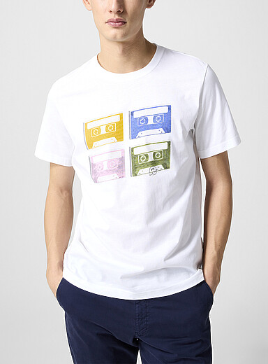 PS Paul Smith: Le t-shirt cassettes r&eacute;tro Blanc pour homme