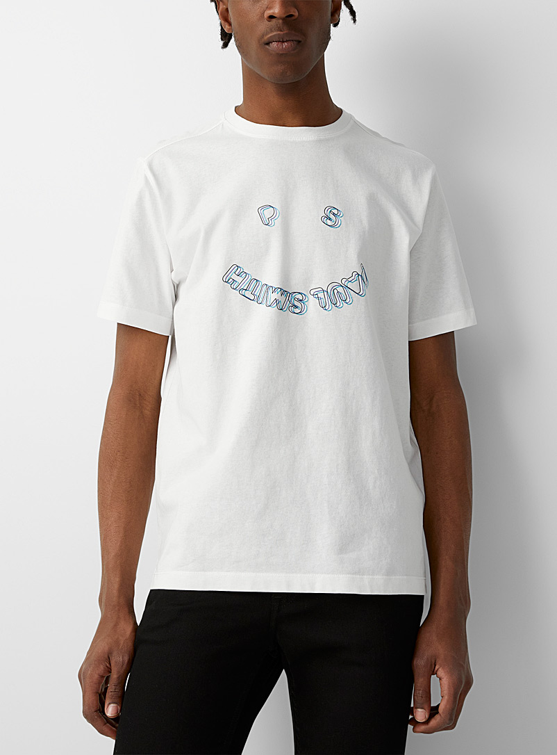 PS Paul Smith White Smile signature embroidered T-shirt for men