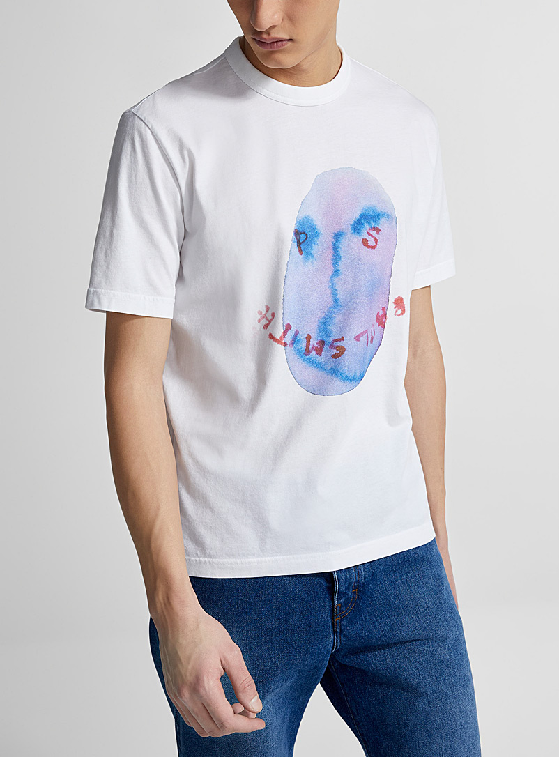 PS Paul Smith: Le t-shirt portrait moderniste Blanc pour homme