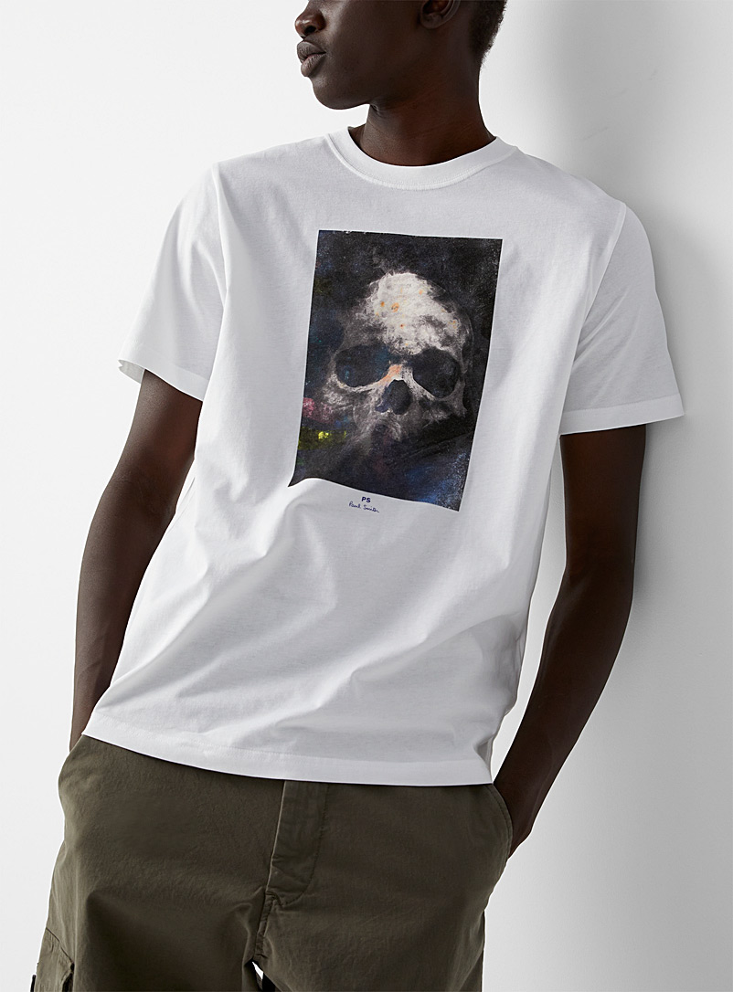 PS Paul Smith White Skull painting print T-shirt for men