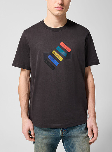 PS Paul Smith: Le t-shirt bandes color&eacute;es Charbon pour homme