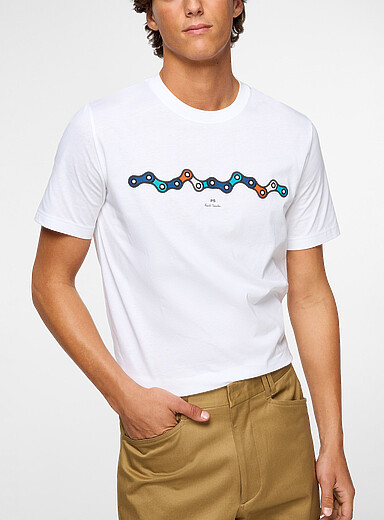 PS Paul Smith White Bicycle chain T-shirt for men